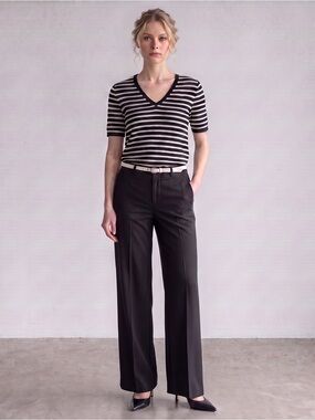 Giorgio Armani Designer Women’s Size 14 Tall Black Flat Front Trousers Pants